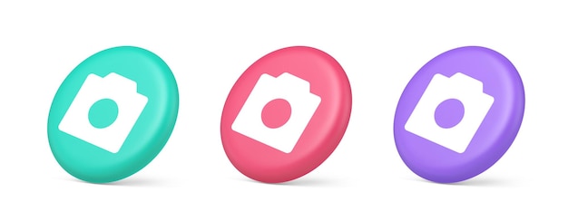 Foto cámara de video botón de creación de contenido multimedia lente óptica dispositivo de zoom icono 3d
