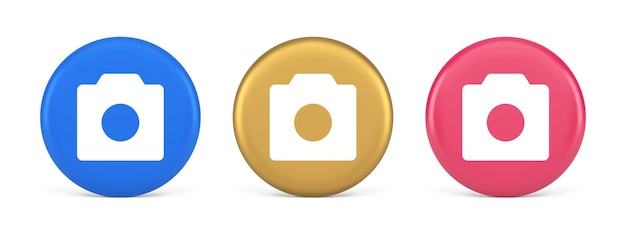 Foto cámara de video botón de creación de contenido multimedia lente óptica dispositivo de zoom icono 3d