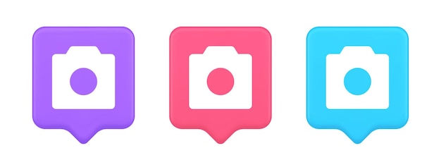 Foto cámara de video botón de creación de contenido multimedia lente óptica dispositivo de zoom icono 3d