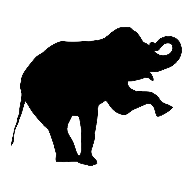 Una foto de un elefante con una silueta negra.