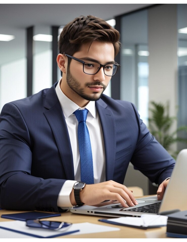 Vector foto gratis hombre de negocios guapo trabajando en la oficina