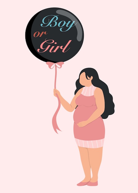 una foto de una mujer embarazada sosteniendo un globo con una palabra o una niña
