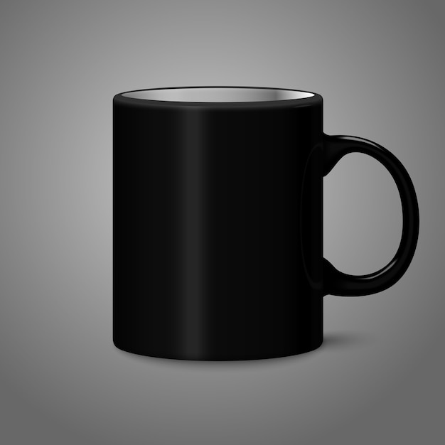 Vector foto negra en blanco realista aislada en taza gris