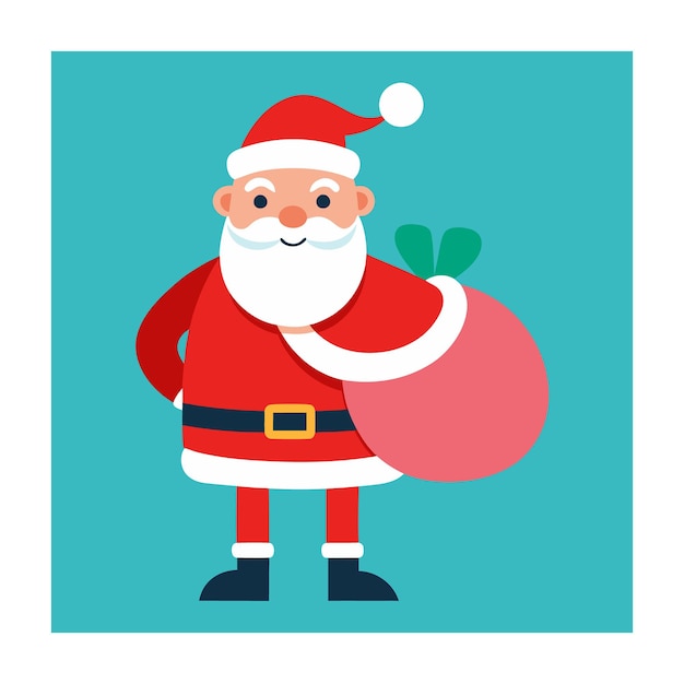 una foto de un Papá Noel sosteniendo una bolsa de regalos