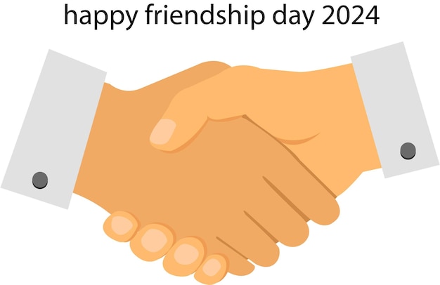 una foto de una pareja estrechando la mano con el texto feliz día de la amistad