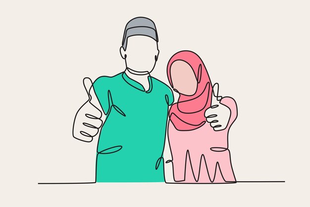 Foto de una pareja con una pose genial de sello. Dibujo en línea de pareja.