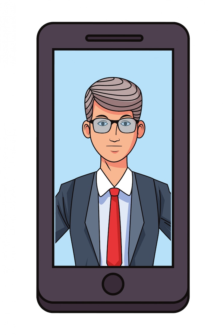 Vector foto de perfil de empresario en un celular