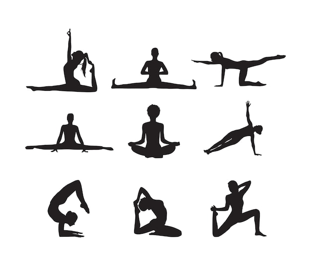 una foto de una persona haciendo yoga con otras personas haciendo posturas de yoga