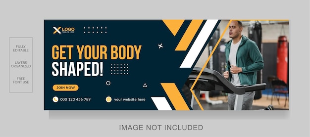 Foto de portada de facebook de entrenamiento de fitness y gimnasio o diseño de banner web de redes sociales