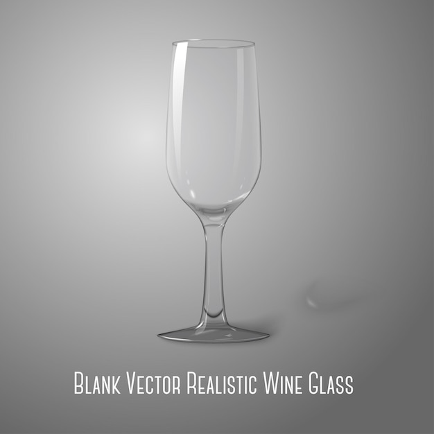 Vector foto transparente alta en blanco realista aislada en copa de vino gris