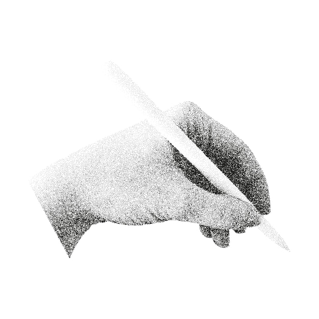 Fotocopia retrógrada Pluma de mano con textura de grano puntiagudo