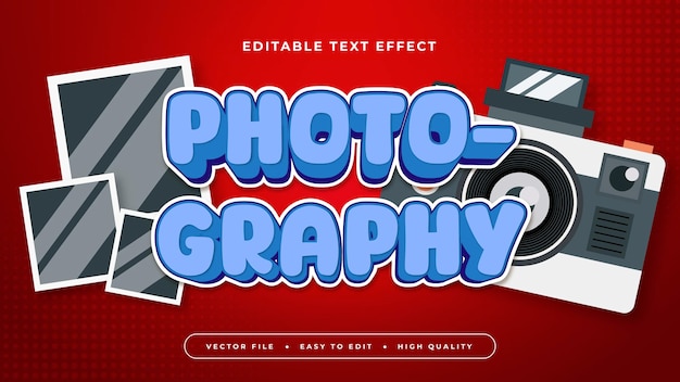 Fotografía azul roja y gris gris estilo de fuente de efecto de texto editable en 3D