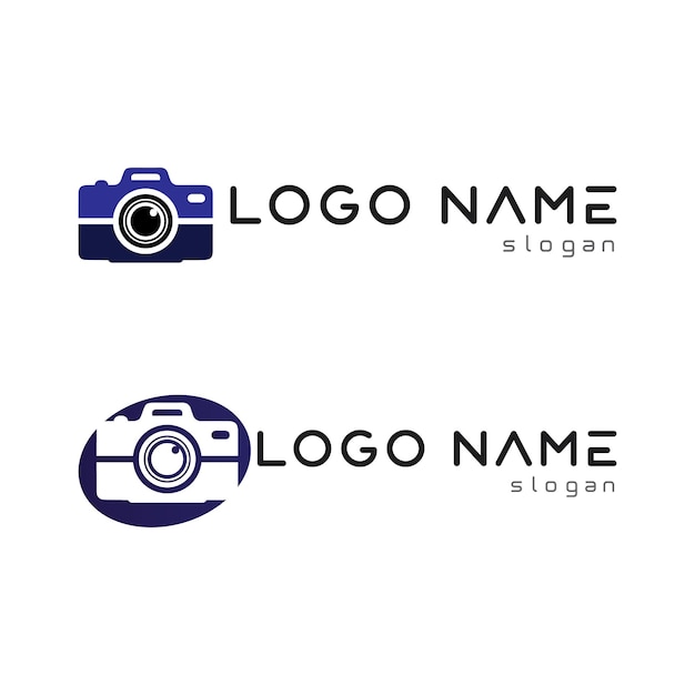 Fotografía cámara logo icono vector diseño plantilla aislada sobre fondo negro