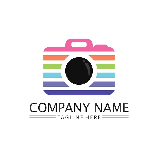 Fotografía cámara logo icono vector diseño plantilla aislada sobre fondo negro