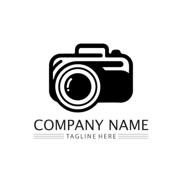 Fotografía cámara logo icono vector diseño plantilla aislada sobre fondo negro