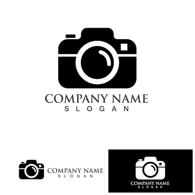 Fotografía cámara logo icono vector diseño plantilla aislada sobre fondo negro
