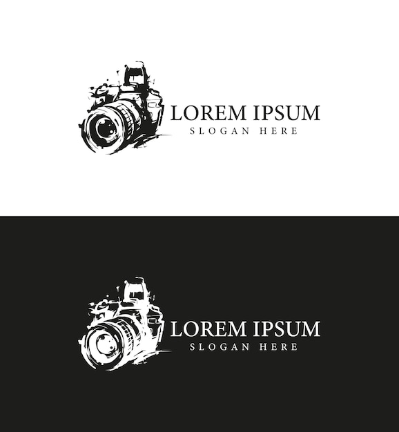 Fotografía digital Logo de la cámara DSLR en blanco y negro