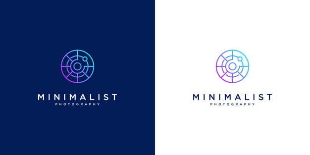 Fotografía de diseño de logotipo minimalista. diseño de estilo de línea, lente, enfoque y óptica.