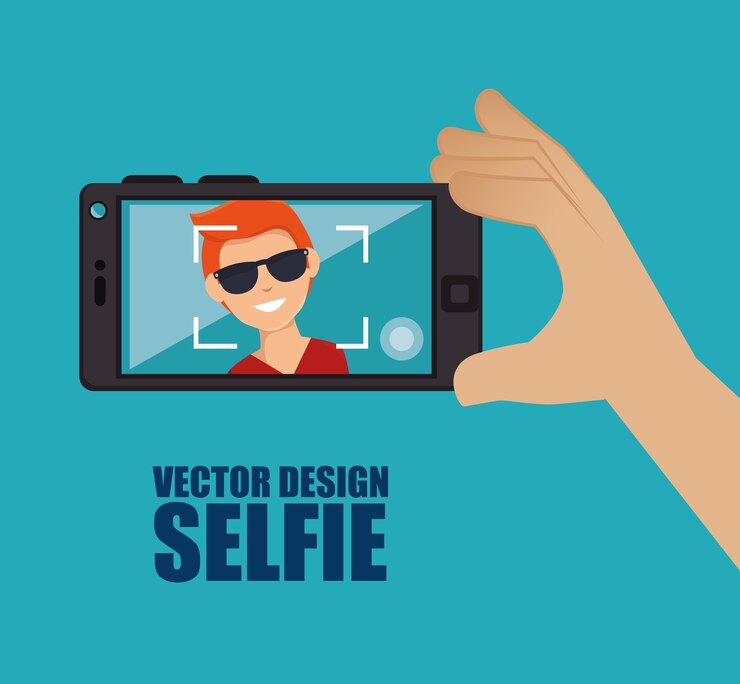 Vector fotografía estilo selfie aislado