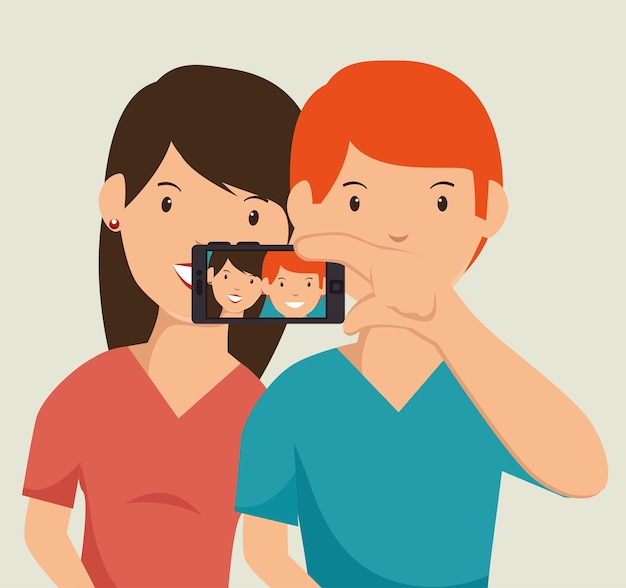 Vector fotografía estilo selfie aislado