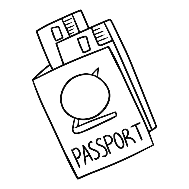 Fotografía monocroma documentos de viaje billetes de tren y avión Ilustración vectorial en estilo de dibujos animados