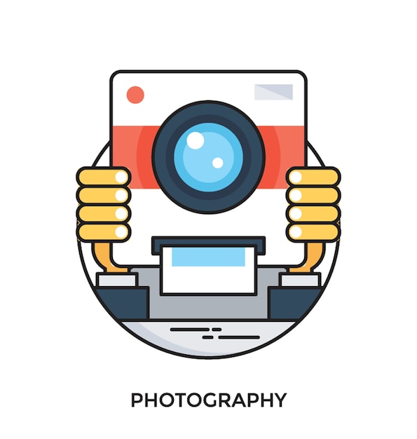 Fotografía plana vector icono