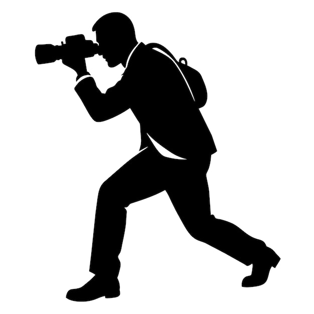 un fotógrafo callejero tomando una silueta vectorial de fotos 8