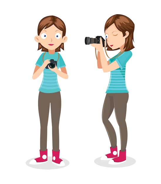 Vector fotógrafo femenino vector