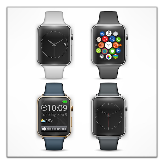 Four Smartwatches on a White Surface