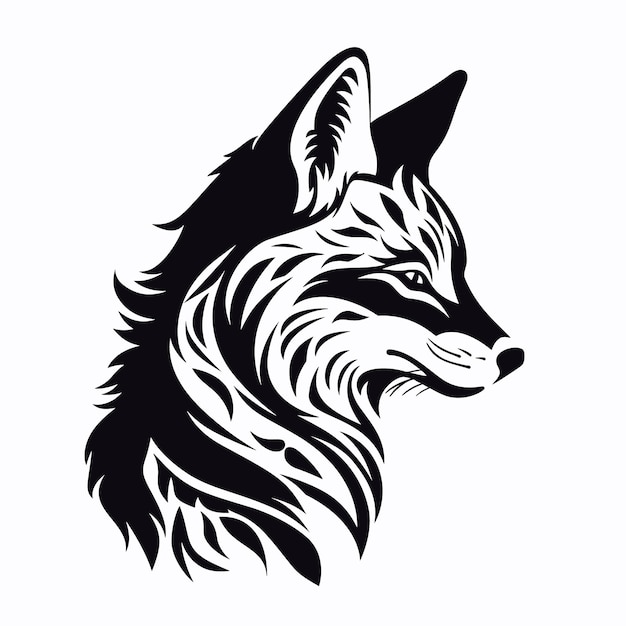 Fox cabeza vector logo plantilla concepto ilustración Wilde animal depredador gráfico signo Monocromo blanco y negro colores Elemento de diseño gráfico