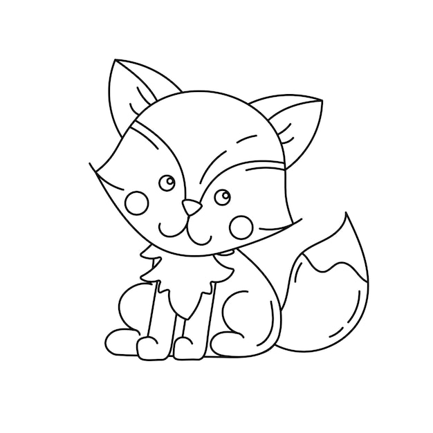 Vector fox doodle coloring book con vector para niños