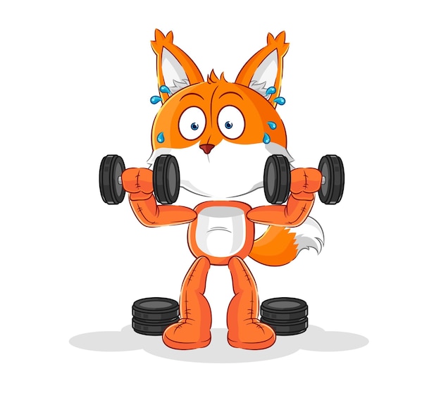 Fox entrenamiento con pesas ilustración vector de caracteres