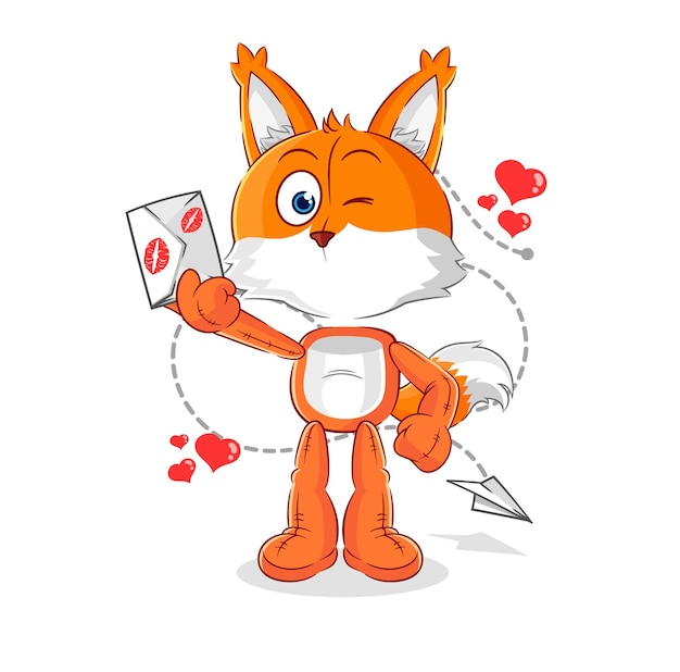 Fox espera vector de caracteres de ilustración de carta de amor