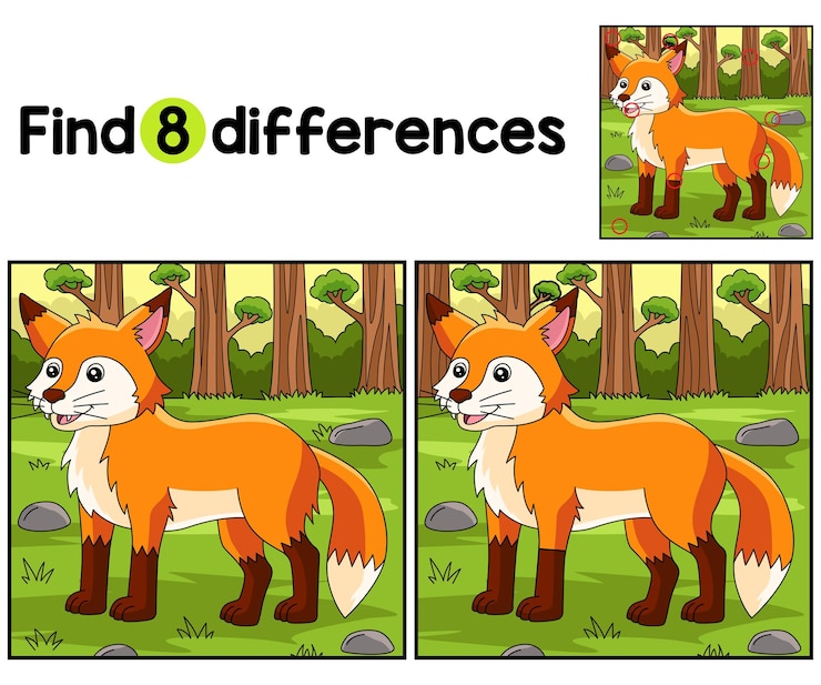 Vector fox farm encuentra las diferencias