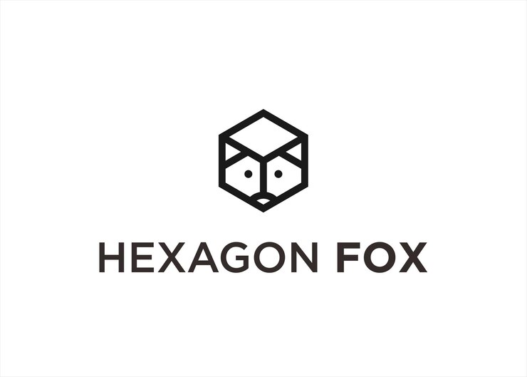 Vector fox hexágono logotipo diseño vector ilustración