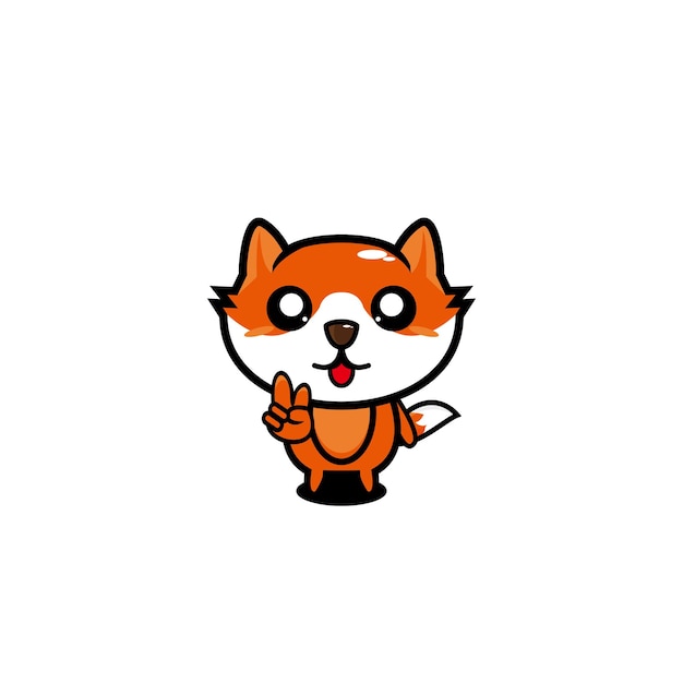 Fox lindo personaje de dibujos animados diseño vector animal zoo mascota