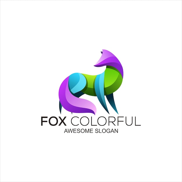 Vector fox logo degradado colorido abstracto