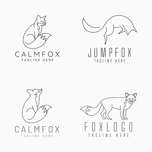 Fox logos con concepto de arte lineal
