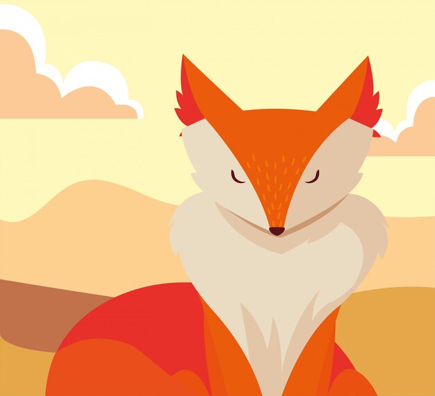 Vector fox mamífero animal en un paisaje natural