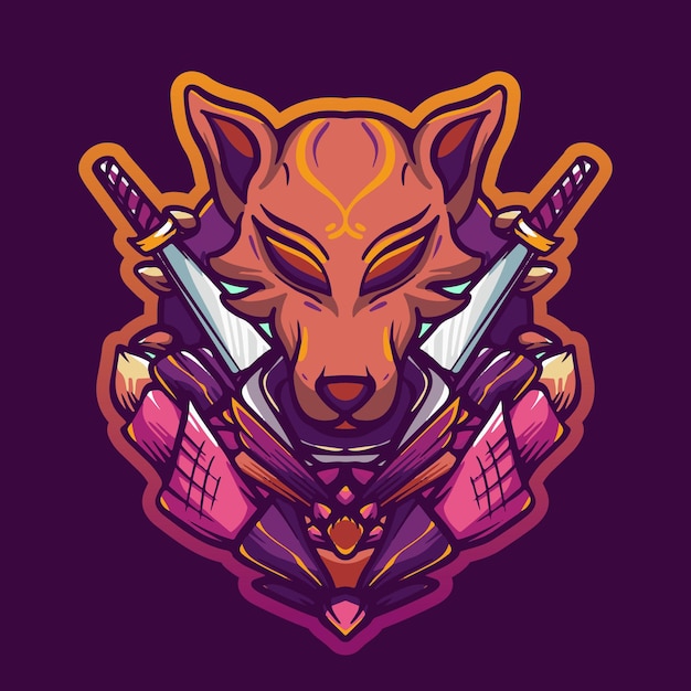 Fox monster warrior vector esport logo design