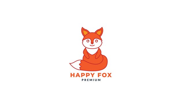 Fox soporte lindo dibujo animado sonrisa logo icono vector ilustración