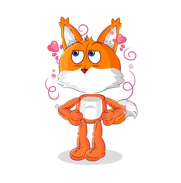 Fox tímido personaje de dibujos animados de vector