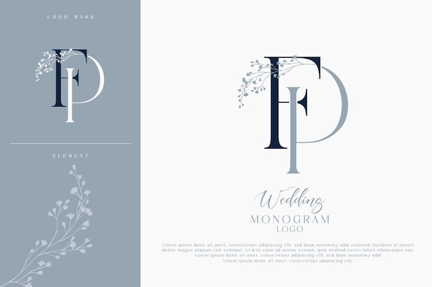 fp pf logotipo inicial del monograma de la boda
