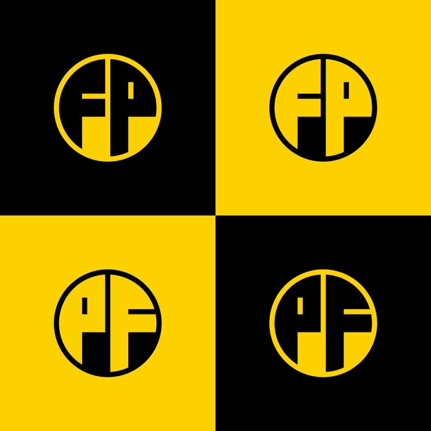 FP Simple y PF Letters Circle Logo Set adecuado para negocios con las iniciales FP y PF