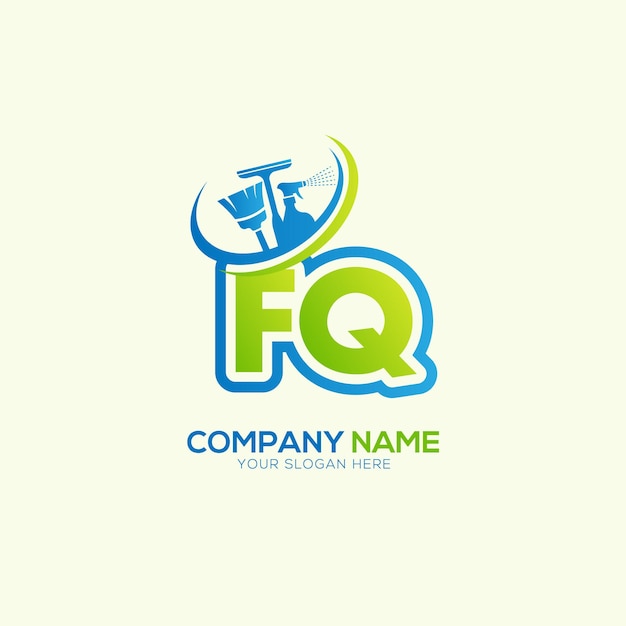 FQ o QF Letra local Vector de limpieza Vector del logotipo del servicio de limpia