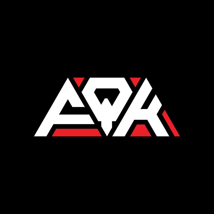 Vector fqk diseño de logotipo de letra triangular con forma de triángulo fqk diseños de logotipo triangular monograma fqk triángulo vector logotipo plantilla con color rojo fqk logo triangular sencillo elegante y lujoso logotipo fqk