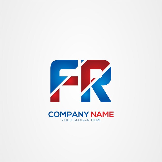 FR o RF Creative Modern Letters Diseño del logotipo Elemento rojo y azul