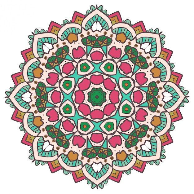 Fractal étnico Mandala Vector Meditación se parece a un copo de nieve o Maya Azteca