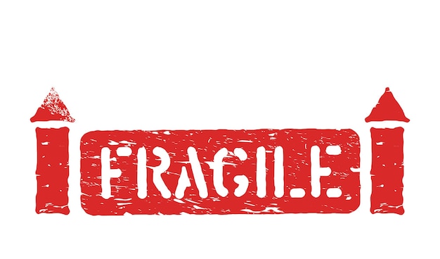 Frágil, de esta manera hasta signo de caja de tinta de caucho grunge aislado para carga, entrega y logística