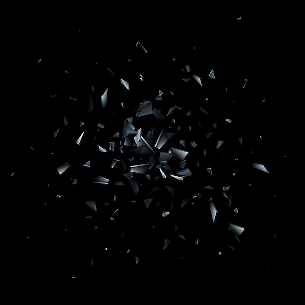 Fragmentos de vidrio roto. Explosión abstracta.